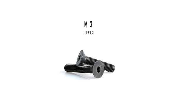 M3 Hex Flat Head Socket Cap Screw (12.9 Steel Black Oxide)